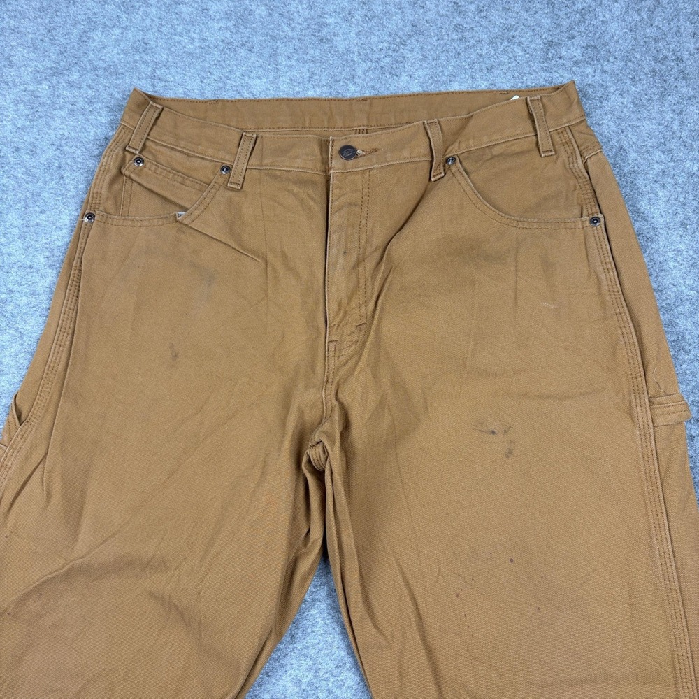 Dickies Carpenter Pants Mens 36x34 Brown Duck Canvas Workwear Chino Straight Leg